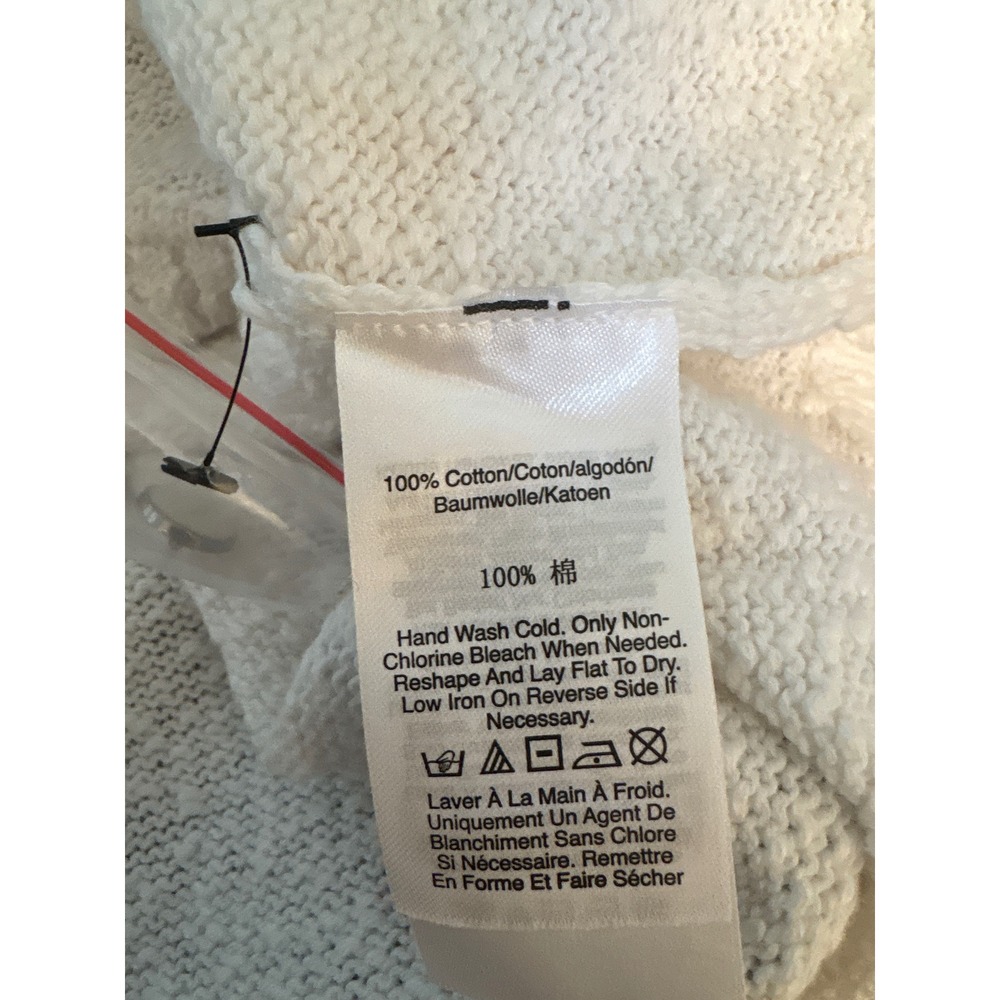 DKNY Jeans Womens White Textured 100% Cotton Button Front Cardigan Sweater Small - Picture 8 of 8